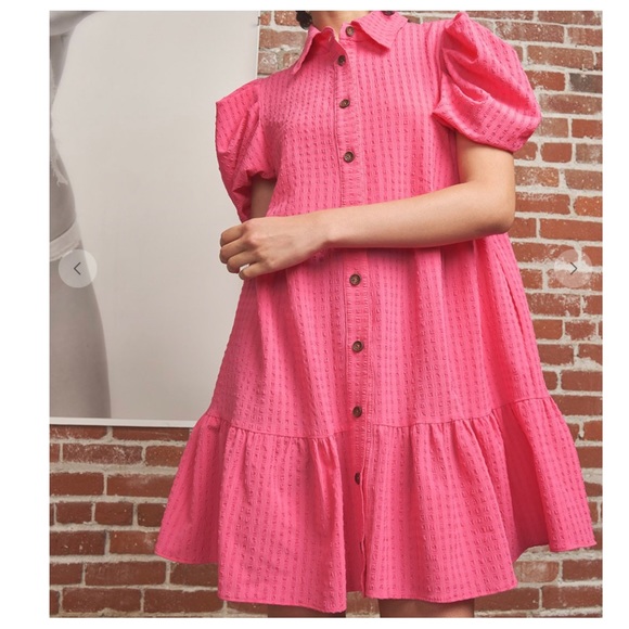 08 Boho Basic Collared Button Down Dress - Picture 2 of 5
